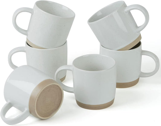 famiware Coffee Mugs for 6, 12 oz Mug Set, Dringking Cup with Handle for Coffee, Tea, Cocoa, Milk, Milkyway serise, White