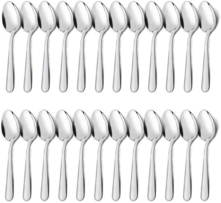 24-Piece Dinner Spoons Set (6.7 inch), Unokit Stainless Steel Spoons silverware, Dessert Spoon, Tablespoon, Silverware Spoons Only for Home, Kitchen or Restaurant - Mirror Polished, Dishwasher Safe