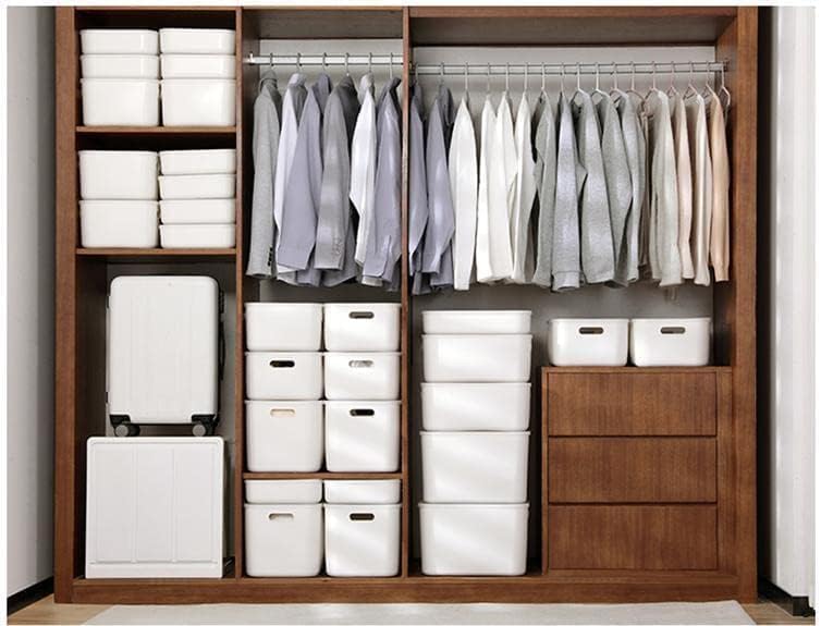 Set Of 6 Plastic Storage Bins With Lids,Versatile Kitchen Pantry Organization and Storage,for Plastic Storage Container Under Bed,Under Sink Bathroom Organizer (White, 4Lagre+2Medium)