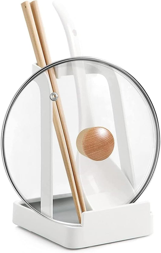 Spoon Rest and Lid Holder for Stove Top – Heat-Resistant Steel Organizer for Utensils, Lids, and Tongs – Drip Tray for Kitchen Counter