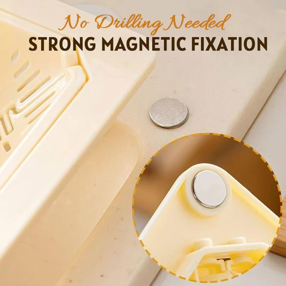 Magnetic Drainage & Filter Basket, Punch-Free Triangular Sink Strainer with Twist-Open Bottom, Strong Magnetic Fixation, Corner Kitchen Organizer for Washing Fruits & Vegetables(2pcs Color c)