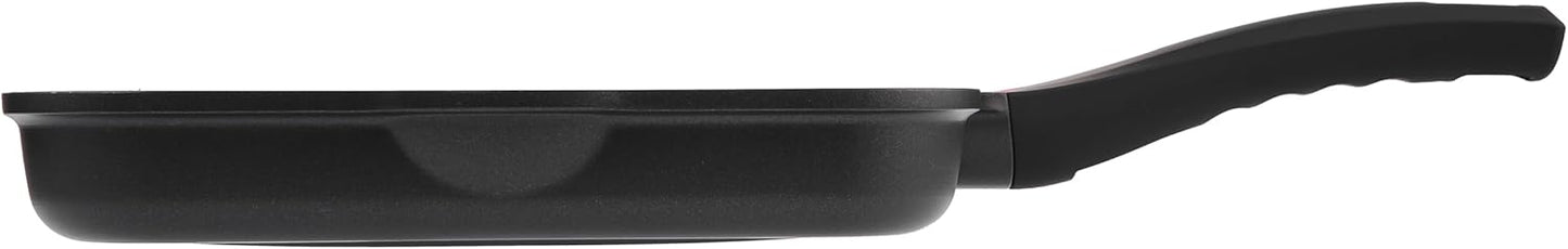 11 Inch Non Stick Grill Pan Granite Coated with Pour Spout - Lightweight 2.66 Quart Grill Pan for Indoor Cooking with Grip Handle - Induction Compatible PFOA Free Stove Top (Black)