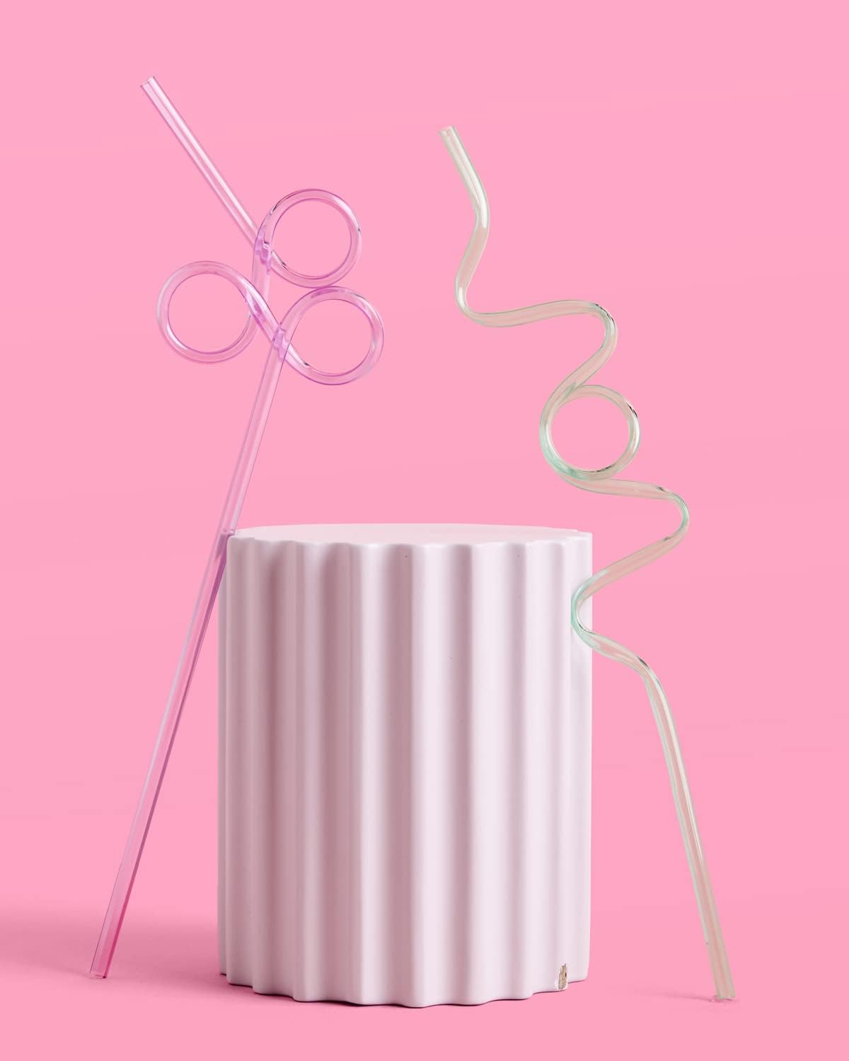 xo, Fetti Pastel Reusable Straw Set - 20 pc | Rainbow Birthday Party, Butterfly Bachelorette, Bridal Shower Decorations | Squiggly, Wavy, (Pack of 2)
