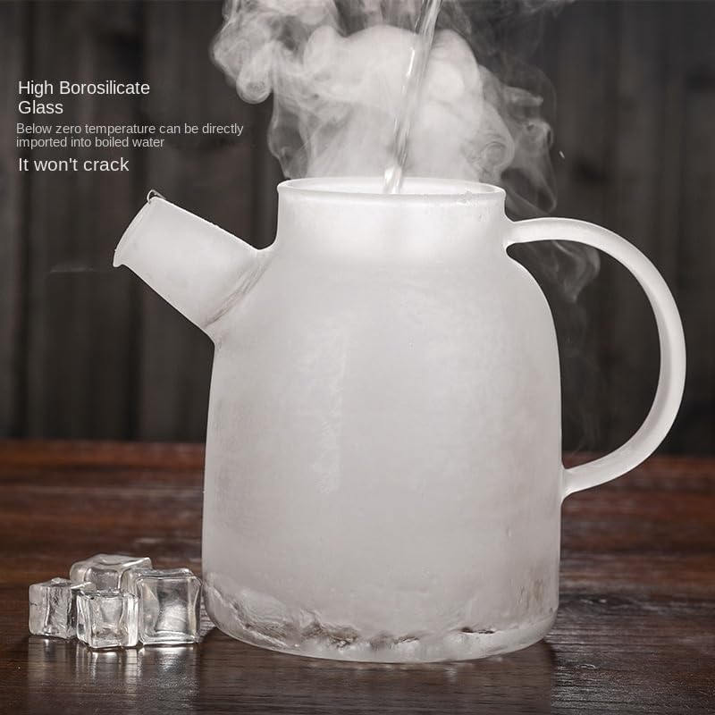 SHUWEICAO- Glass Teapot, Stovetop and Microwave Safe Glass Borosilicate Teapot, 60.8 oz Clear Glass Pitcherwith Natural Bamboo Lid and Removable Filter for Making Flower Tea and Juice