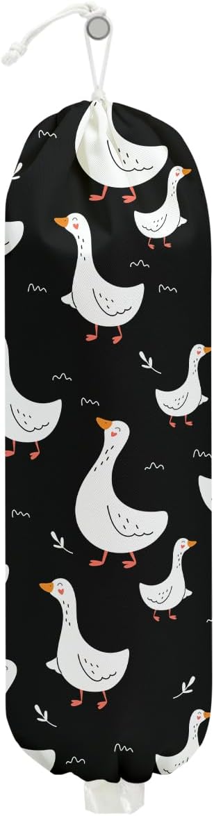 Buck Plastic Bag Holder, Wall Mount Grocery Bag Holder, Plastic Storage bag, Pull Rope Free Adjustment, Plastic Bag Holders for Grocery Bags, Plastic Bag Dispenser for Home Kitchen