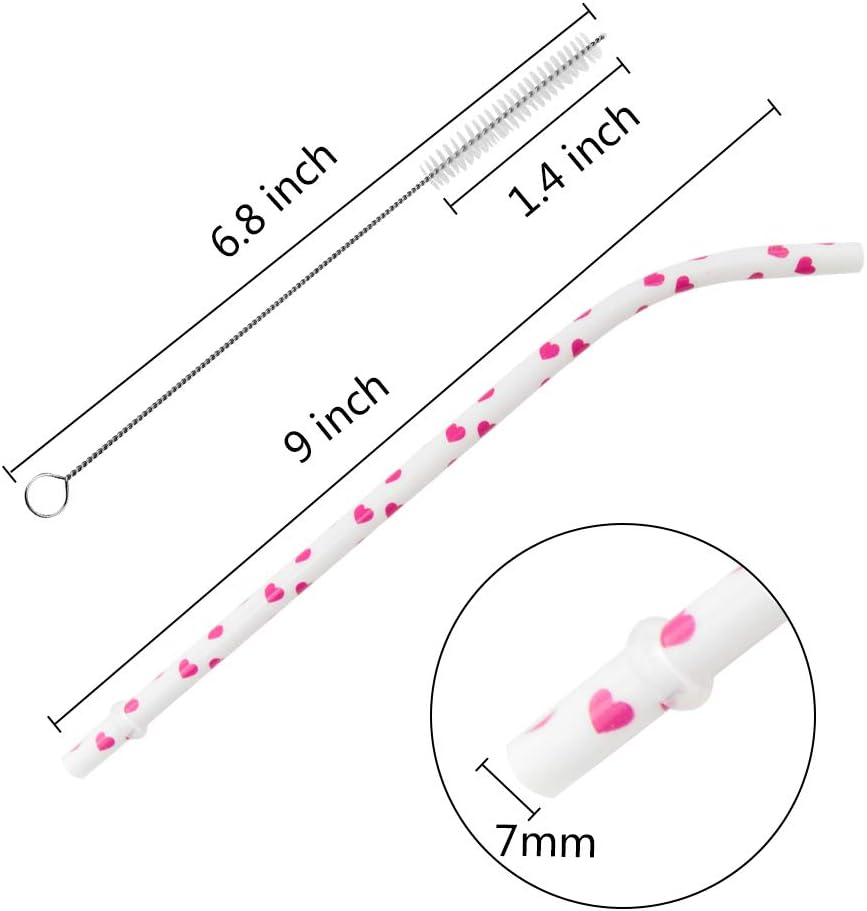 50 Pack Bent Reusable Straws, BPA-Free, 9" Colorful Hard Plastic Stripe Drinking Straw for Mason Jar Tumbler, Family or Party Use With Cleaning Brush