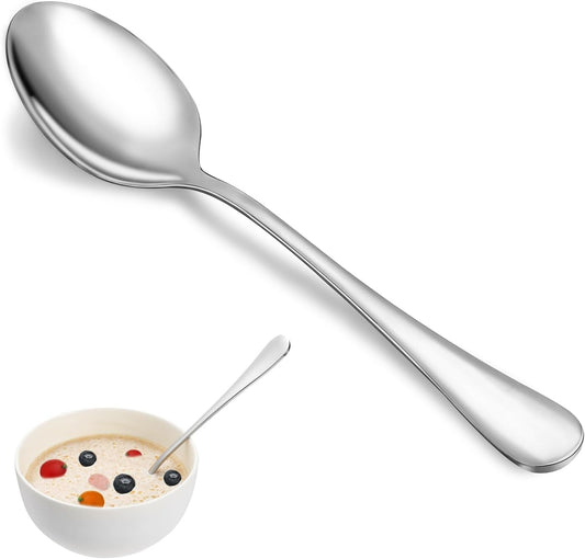 24 Pcs Dinner Spoon Set,Premium Food Grade Stainless Steel Spoons,Durable Metal Spoons,Tablespoon,Spoons Silverware Only,Mirror Finish & Dishwasher Safe,Use for Home,Kitchen and Restaurant - 7.3 inch