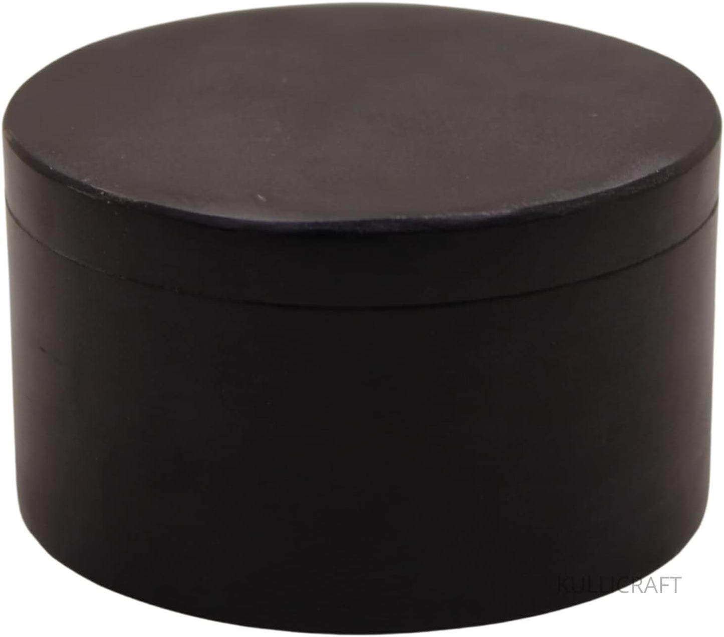 Unique Salt and Pepper Box Elegant Round Marble Black Salt Box With Lid For Salt, Spice and Herbs Storage. Perfect Container To Store (3.5 X 3.5 X 2 INCH)