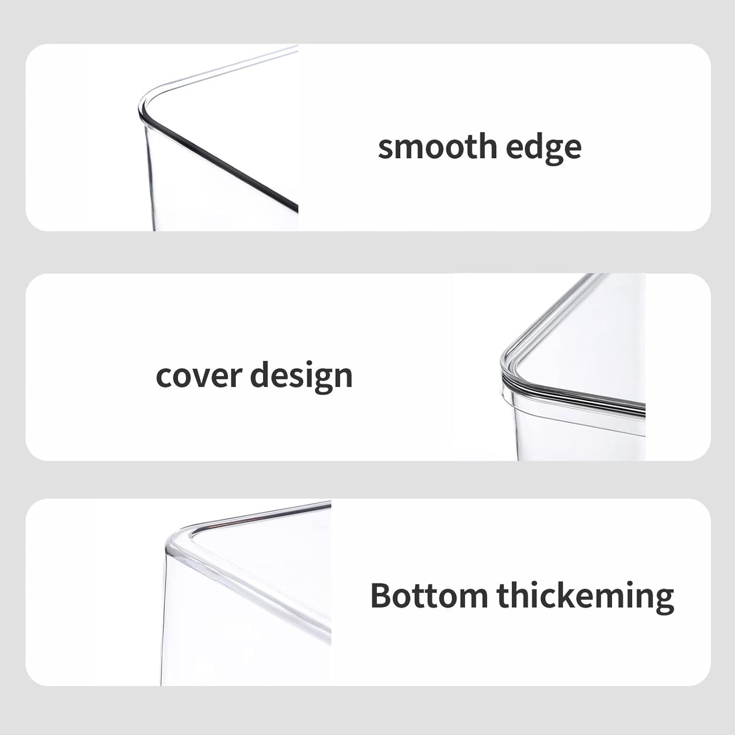 Clear Storage Bins With Lids,4 Packs Food Storage Organizer,Stackable Kitchen Cabinet,Bathroom Basket,Fridge Organization.Pantry Transparent Containers For Fruits,Drinks