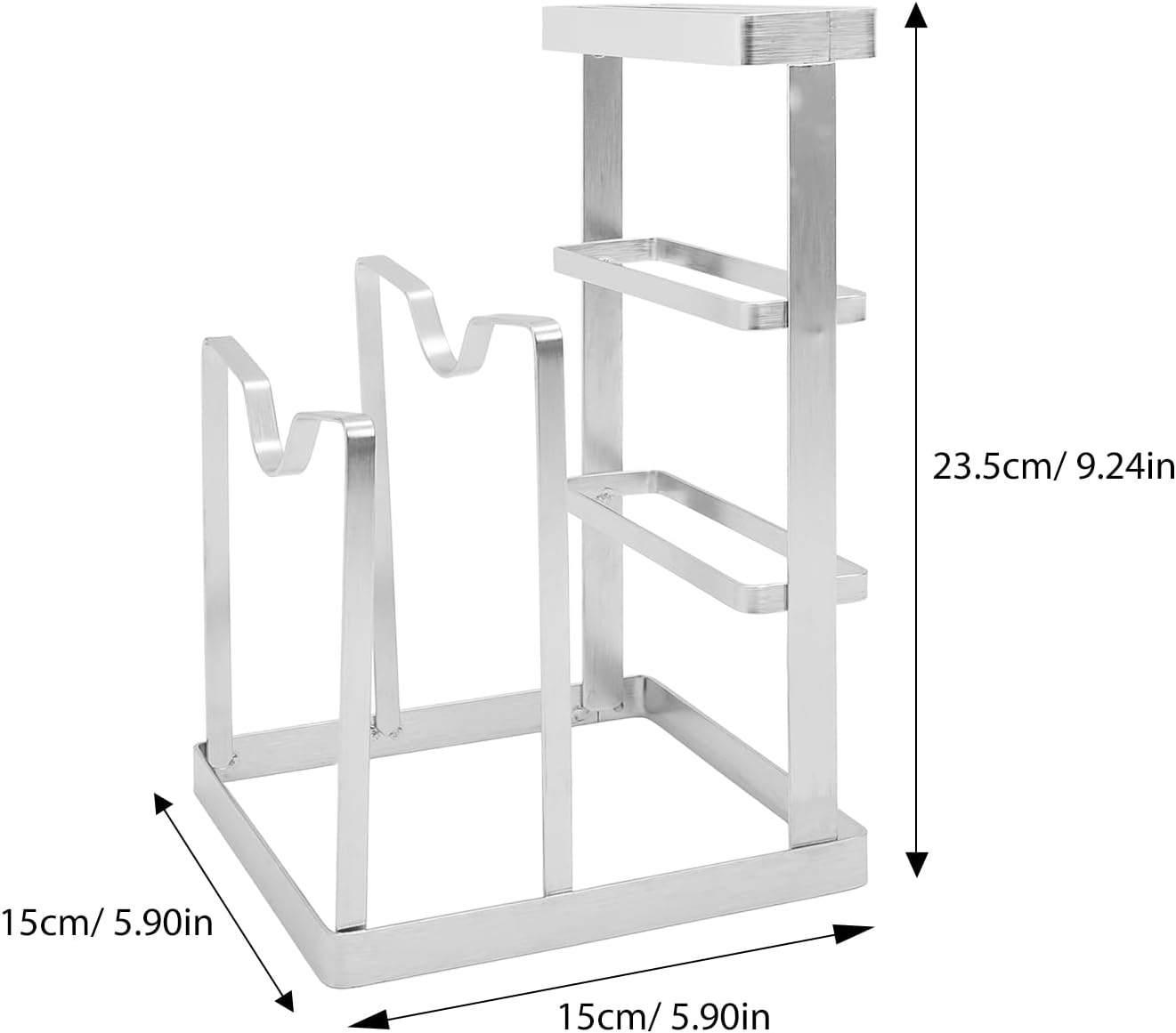 Stainless Steel Pot Lid Stand and Chopping Board Rack for Kitchen Countertop Organization, Knife Storage Block, Space-Saving Cooking Accessory