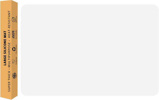 2MM Extra Thick Silicone Mats for Kitchen Counter, 23.6" x 15.7" Kitchen Island Heat-Resistant Coffee Mat, Non-slip Desk Protect Mat, Multipurpose Countertop Protector (Semitransparent)