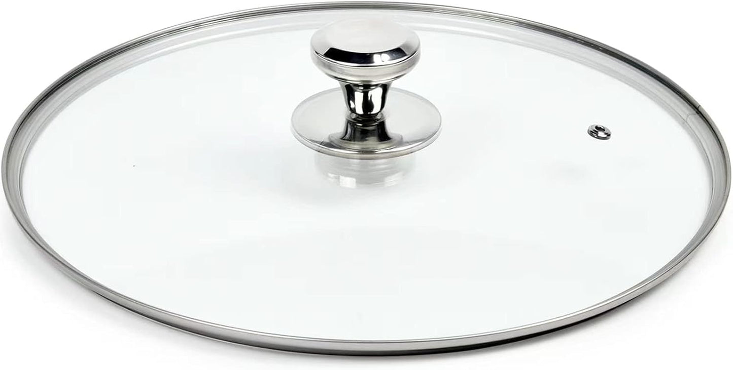 13 In Glass Lid for Frying Pan, Tempered Replacement Cover Compatible with All 13 inches Cookware for Skillets, Round Cast Iron, Cast Aluminium, Stainless Steel Pans &Pots