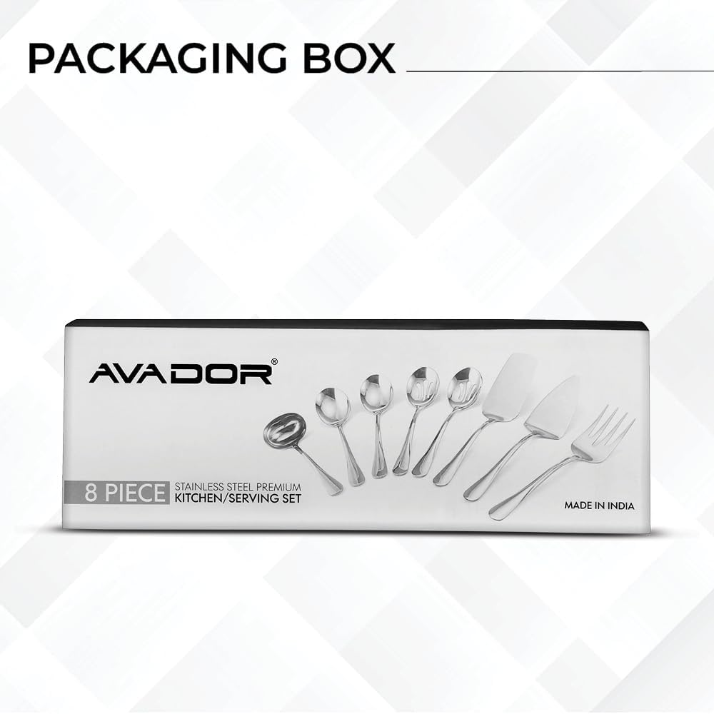 Avador® Premium Set of 8 Stainless Steel Hostess Serving Unitensil Tool Set for Weddings | Buffer | Party | Kitchen | Restaurants