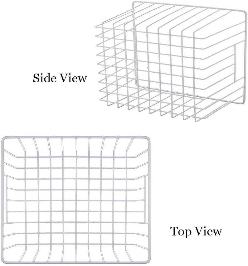 SANNO Freezer Baskets Freezer Wire Storage Basket, Organizer Food Storage Bin with Handles for Cabinets, Pantry, Closets, Bedrooms 11.8" x 11.8" x7"