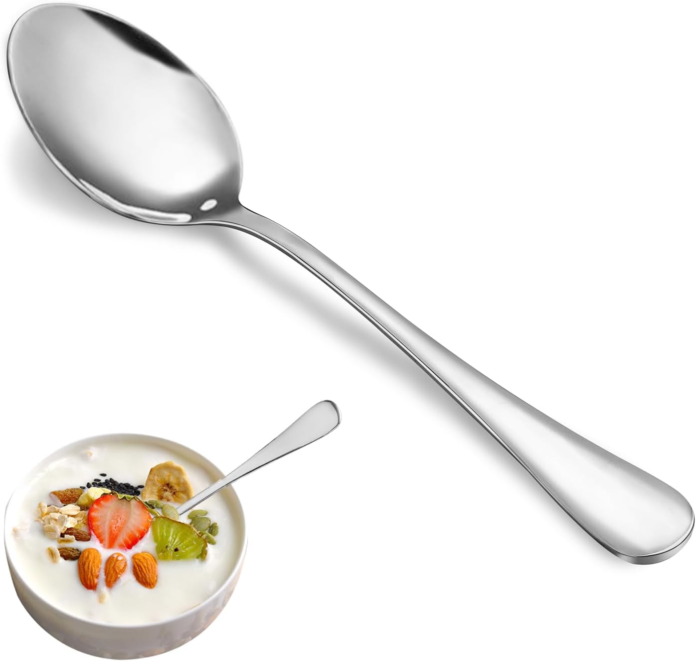 32 Pcs Teaspoons Set, Food Grade Stainless Steel Tea Spoons, Durable Small Spoons, Metal Dessert Spoon, Spoon Silverware for Home, Kitchen or Restaurant, Mirror Polished & Dishwasher Safe, 6.7-Inch