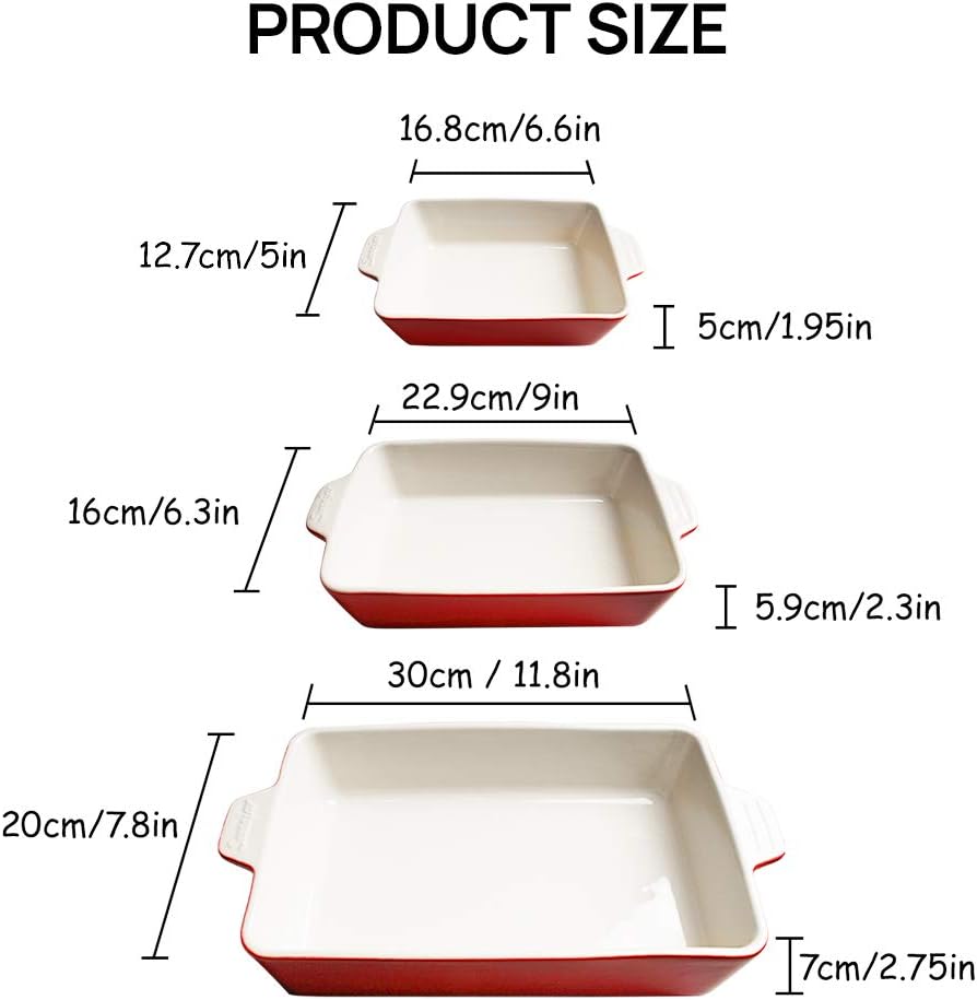 Sweejar Ceramic Bakeware Set, Rectangular Baking Dish Lasagna Pans for Cooking, Kitchen, Cake Dinner, Banquet and Daily Use, 11.8 x 7.8 x 2.76 Inches of Casserole Dishes (Jade)