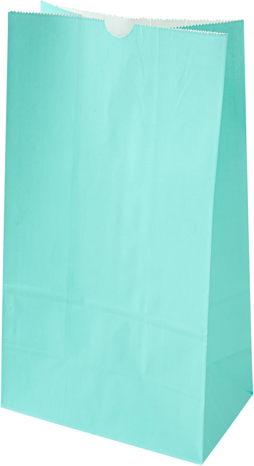 Restaurantware Bag Tek 12 LB Disposable Lunch Bags 100 Sturdy Take Out Bags - Flat Bottom Great For Restaurants Cafes And Bakeries Turquoise Paper Popcorn Bags Versatile For Grocery And More