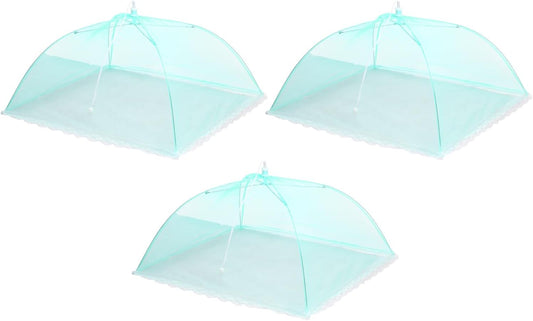uxcell 3 Pcs Large and Tall Food Covers 17" Mesh Food Covers for Outdoors Collapsible Food Protector Covers Tent for Parties Outdoor Picnics BBQs, Light Green
