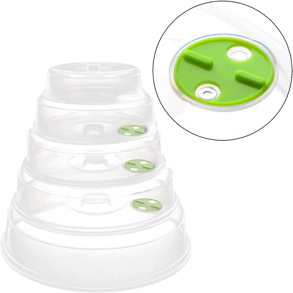 Set of 5 Microwave Plate Covers with Adjustable Steam Vents; Microwave Splatter Covers - Mixed Sizes for Large & Small Food Plates Bowls