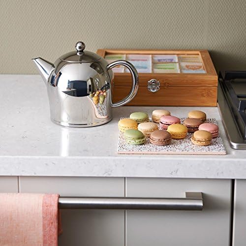 Santhee Double Walled Teapot, 1.0-Liter Stainless Steel Glossy Finish with Glossy Accents