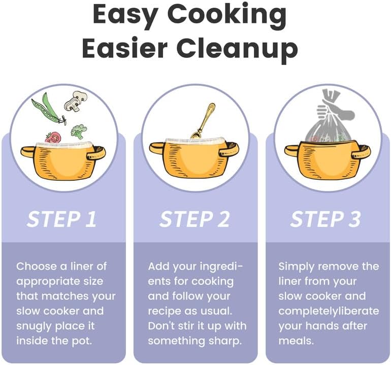 KOOC Slow Cooker Liners 8"x11" 30 Count Mini Size Disposable Pot Liners Cooking Bags Fit 0.65 qt to 1.25 qt Pot BPA Free Fresh Locking Seal Design