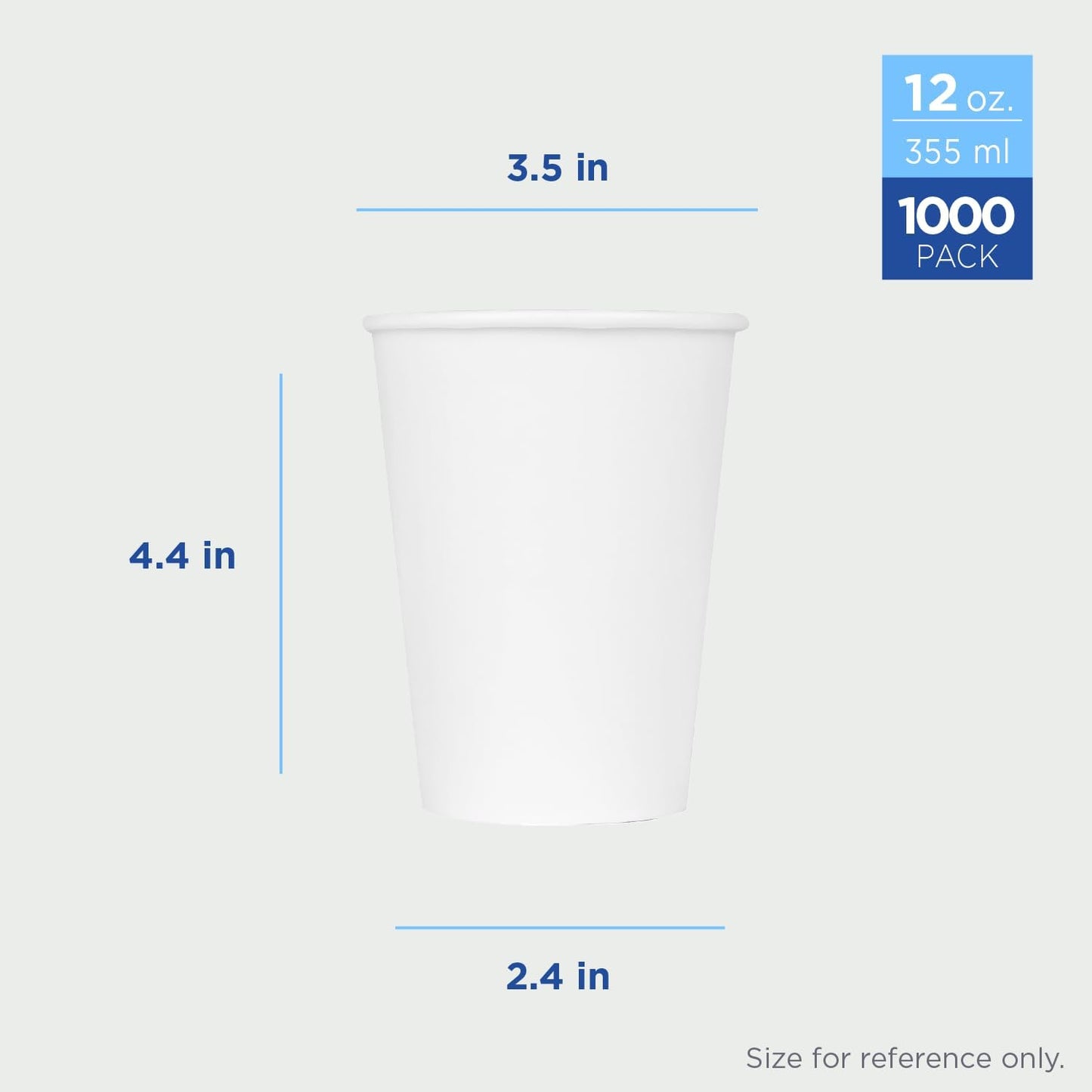 Karat 12oz Premium White Paper Hot Coffee Cups Diameter 3.54", Disposable, Leak-Resistant Double Poly-Lined, Ideal for Restaurants - Pack of 1000