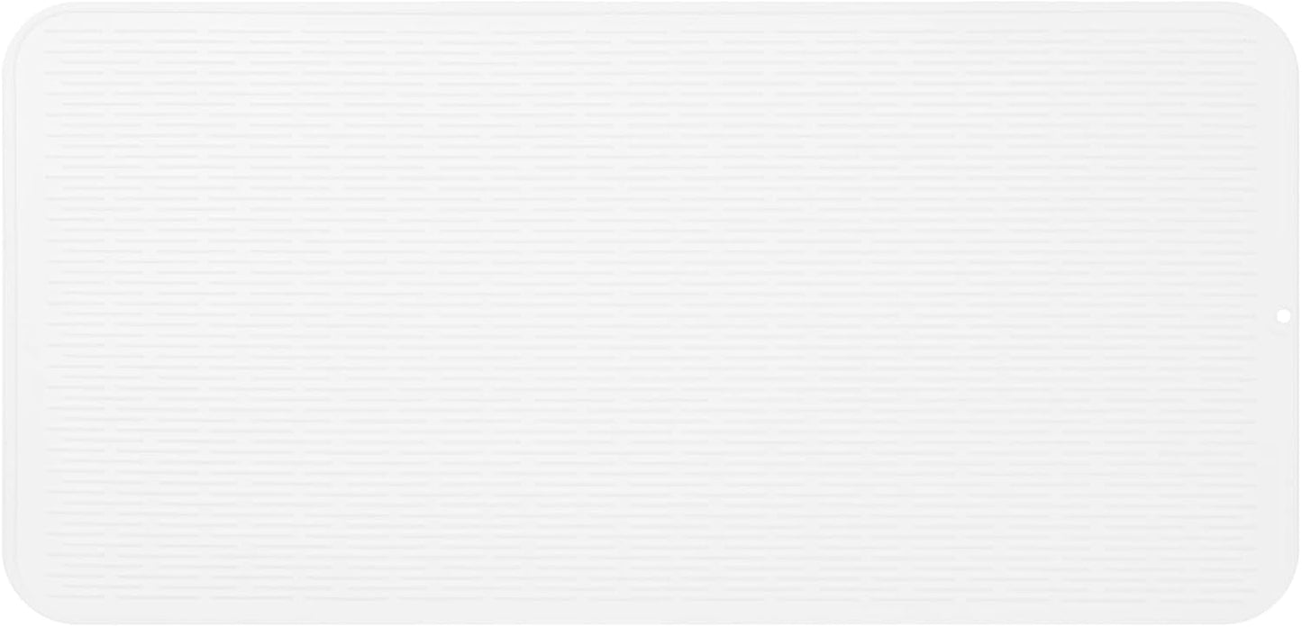 Silicone Dish Drying Mat for Multiple Usage,Easy clean,Eco-friendly,Heat-resistant Silicone Mat for Kitchen Counter or Sink,Refrigerator or Drawer Liner White 5XL 36inches x 18inches