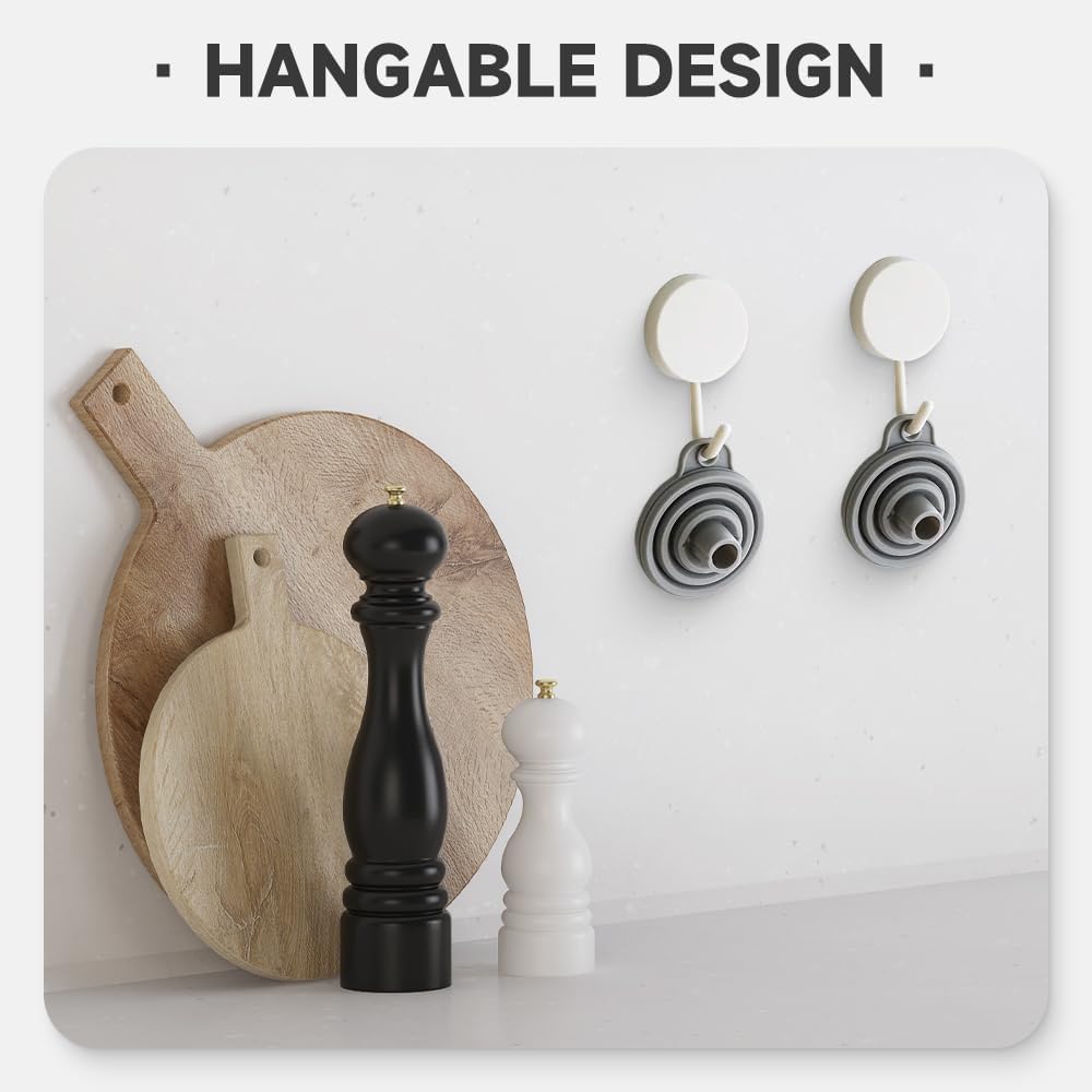 Kitchen Funnel Set, 2025 Upgrade Silicone Collapsible Funnel Silicone Collapsible Food Funnels for Kitchen 3 Sizes Funnels for Home Use Filling Bottles Daily Cooking (Blue, 2Set 11+14+20g)