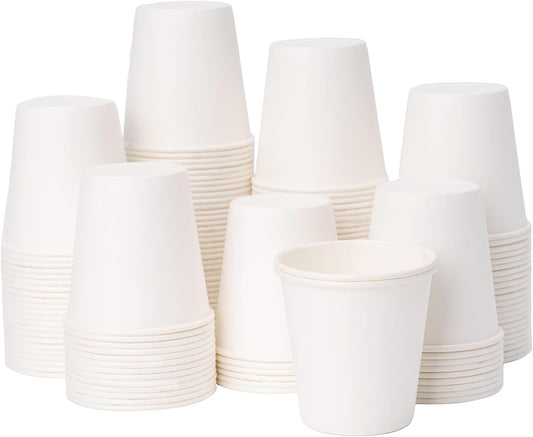YEEHAW 3 oz 100 Pack Disposable Paper Coffee Bathroom Cups, Small White Mouthwash Cup for Bathroom