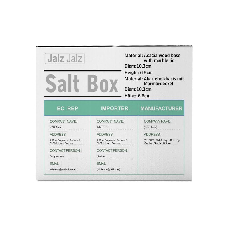 Large Wood Salt Box salt cellar with Spoon Spice Seasonings Keeper Salt Container Solid Natural Acacia Base Black Marble Lid Decorative Box salt keeper Big Capacity Spice Cellar