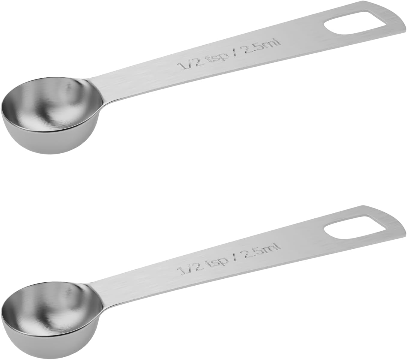 2PCS 1/2tsp (1/6tbsp, 2.5ml) Single Measuring Spoon, Stainless Steel Individual Teaspoons Only