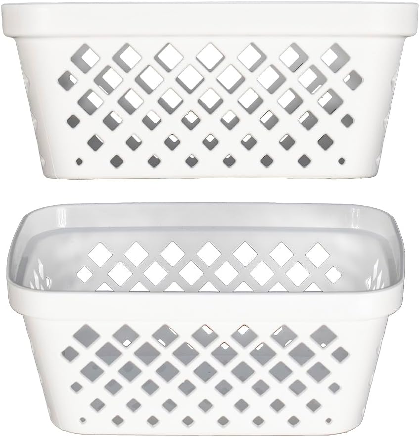 Glad Plastic Storage Basket Set - Multipurpose Drawer Trays, Kitchen Pantry Containers, and Bathroom Bins - 9 Pack Small Organizers, White