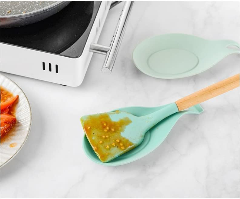4-PACK Silicone Spoon Rest for Kitchen Counter, Kitchen Gadgets Organizer Kitchen Spoon Holder, Almond-Shaped Cooking Spoon Holder for Stove Top for Countertop