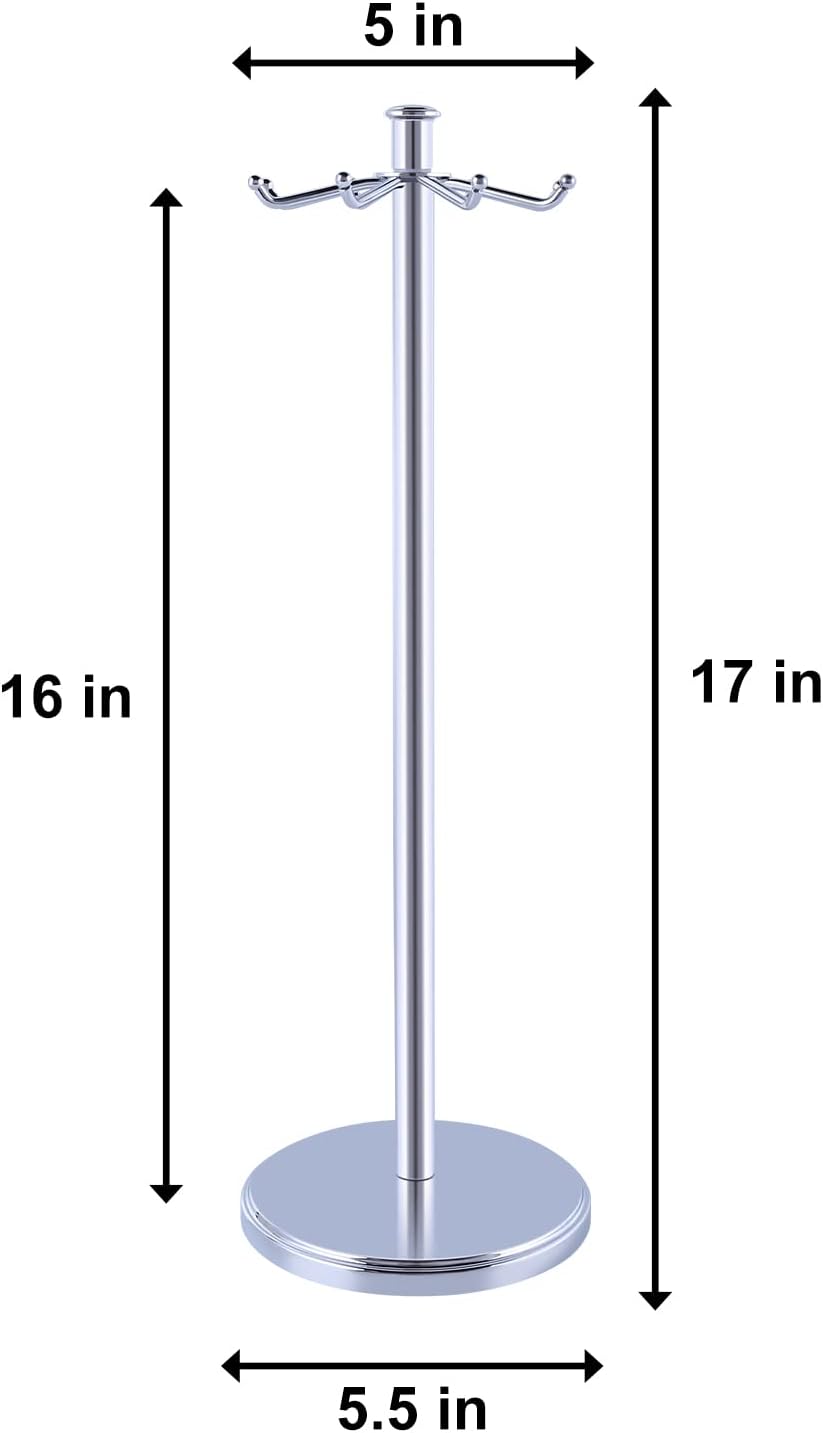 Kitchen Countertop Utensil Holder, Stainless Steel Rotatable Cooking Utensils Holder with 8 Rotating Hooks, Hanging Organizer for Spoon, Spatula, Soup Ladle, Spaghetti Server, Skimmer, Chrome