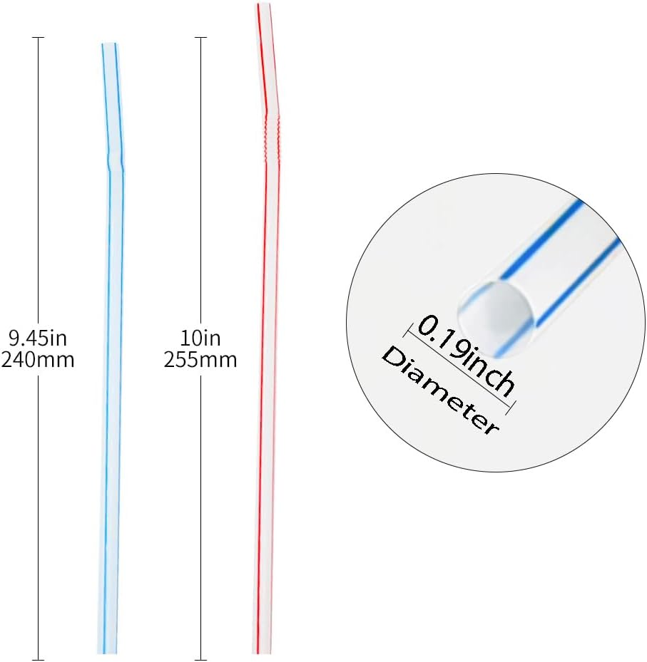 [Honest ECO ] 9.45inch Flexible Plastic Straws Extra Long Bendy Straws Prefer for Tall Glassees/Water Tumbler/Bottled Drinks/All Hot or Cold Low Viscosity Drinks (Stripe)