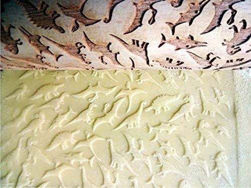 DINOSAURS EMBOSSING ROLLING PIN ENGRAVED with DINOSAURS for EMBOSSED COOKIES JURASSIC ANIMALS TYRANNOSAURUS REX