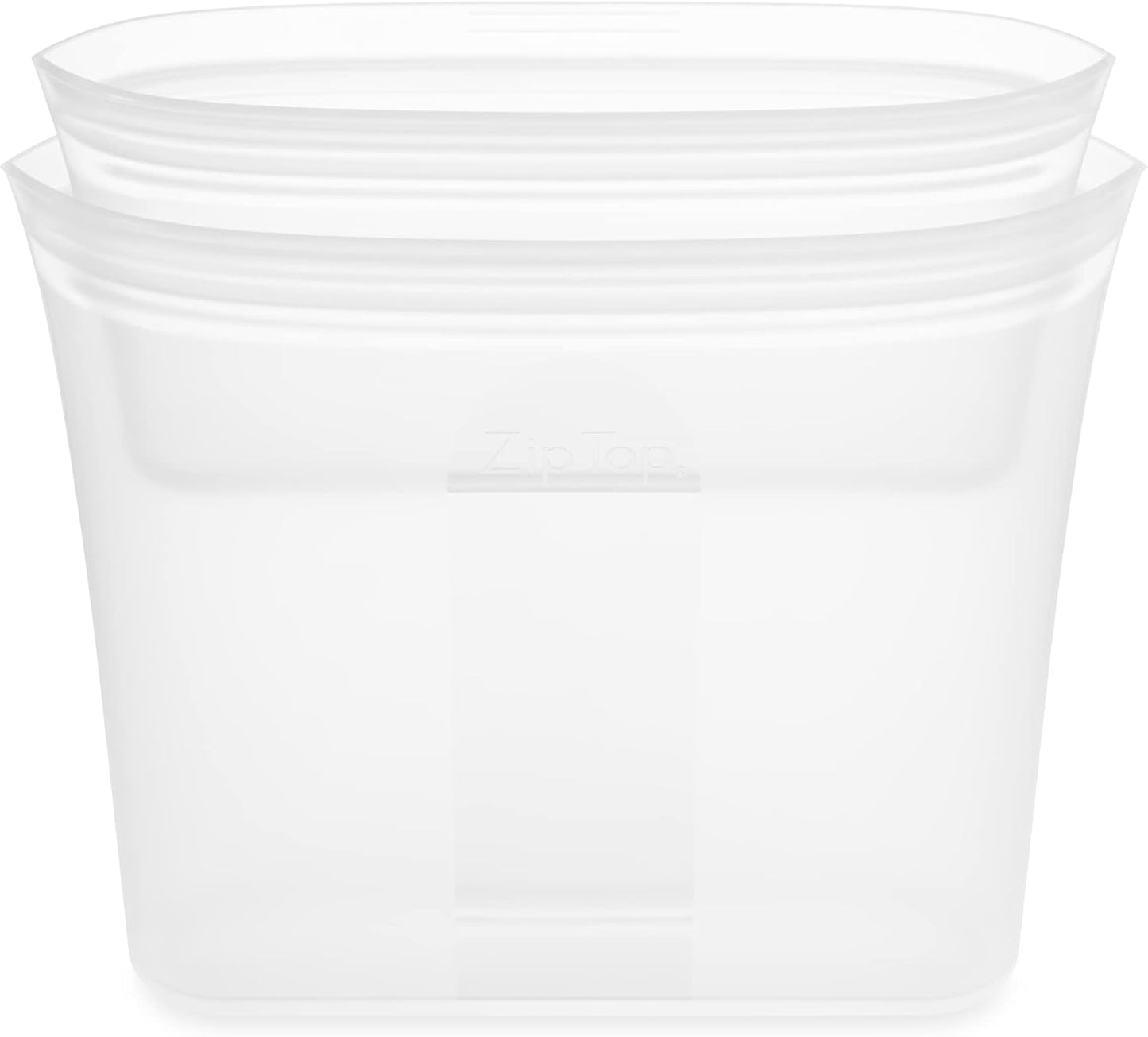 Zip Top Reusable Food Storage Bags | 2 Bag Set [Frost] | Silicone Meal Prep Container | Microwave, Dishwasher and Freezer Safe | Made in the USA