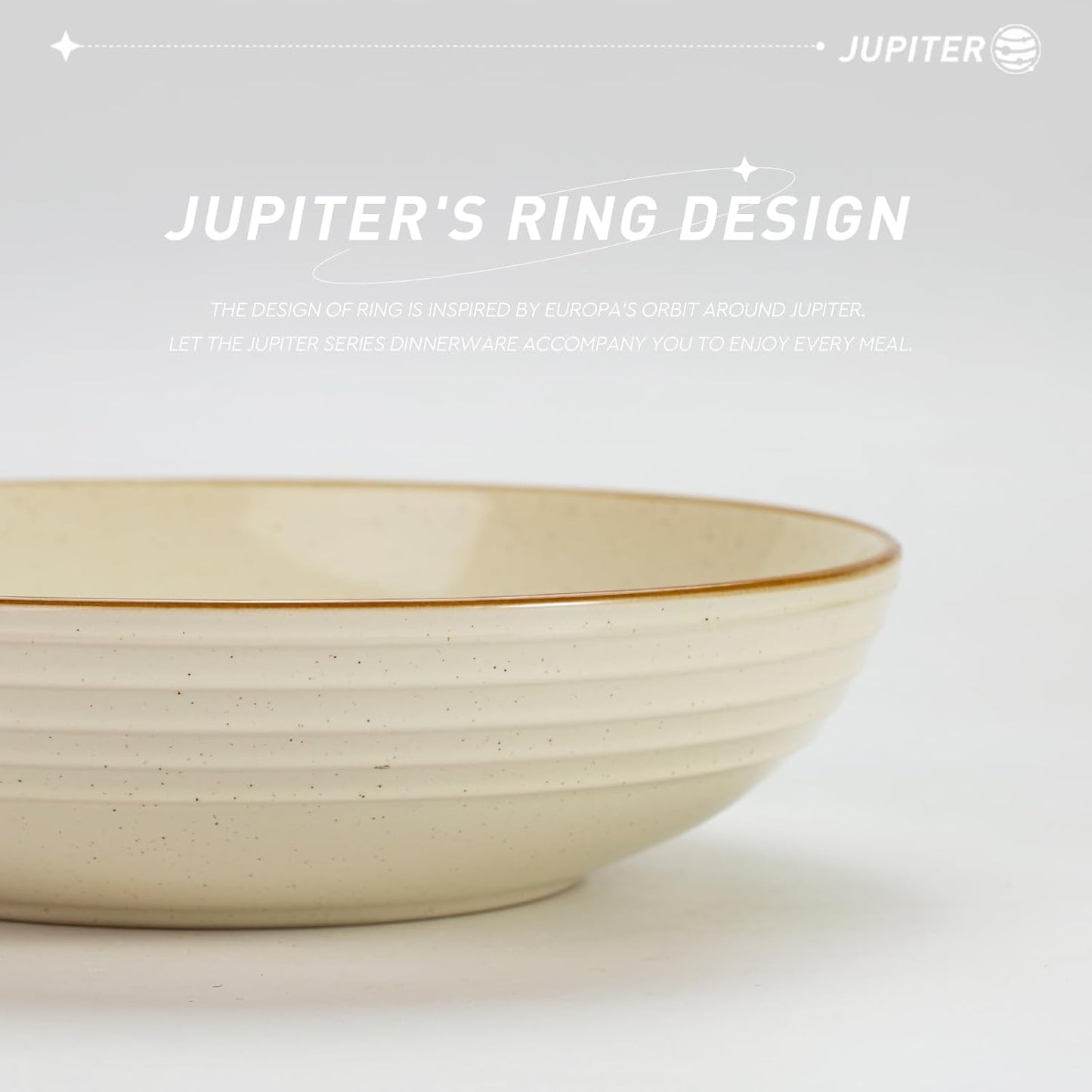 famiware Jupiter Pasta Bowls, 30 OZ Large Salad Bowls Set of 4, Microwave and Dishwasher Safe, Sturdy and Stackable, Serving Bowls for Kitchen, Vanilla White