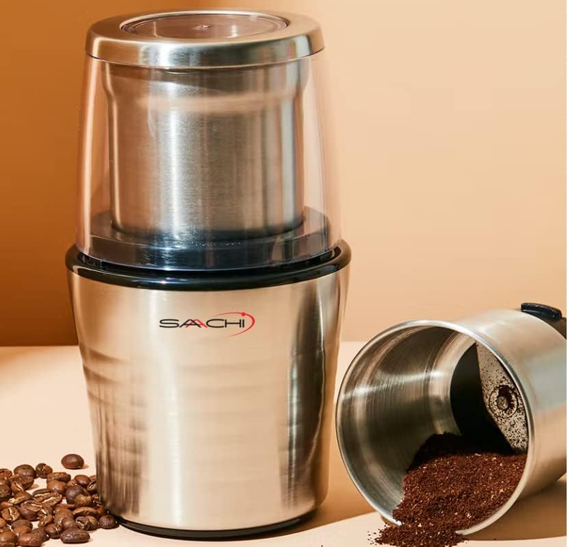 Saachi 2-in-1 Electric Coffee Grinder Plus Wet and Dry Spice Grinder with 2 Stainless Steel Blades Removable Bowls, SA-2915