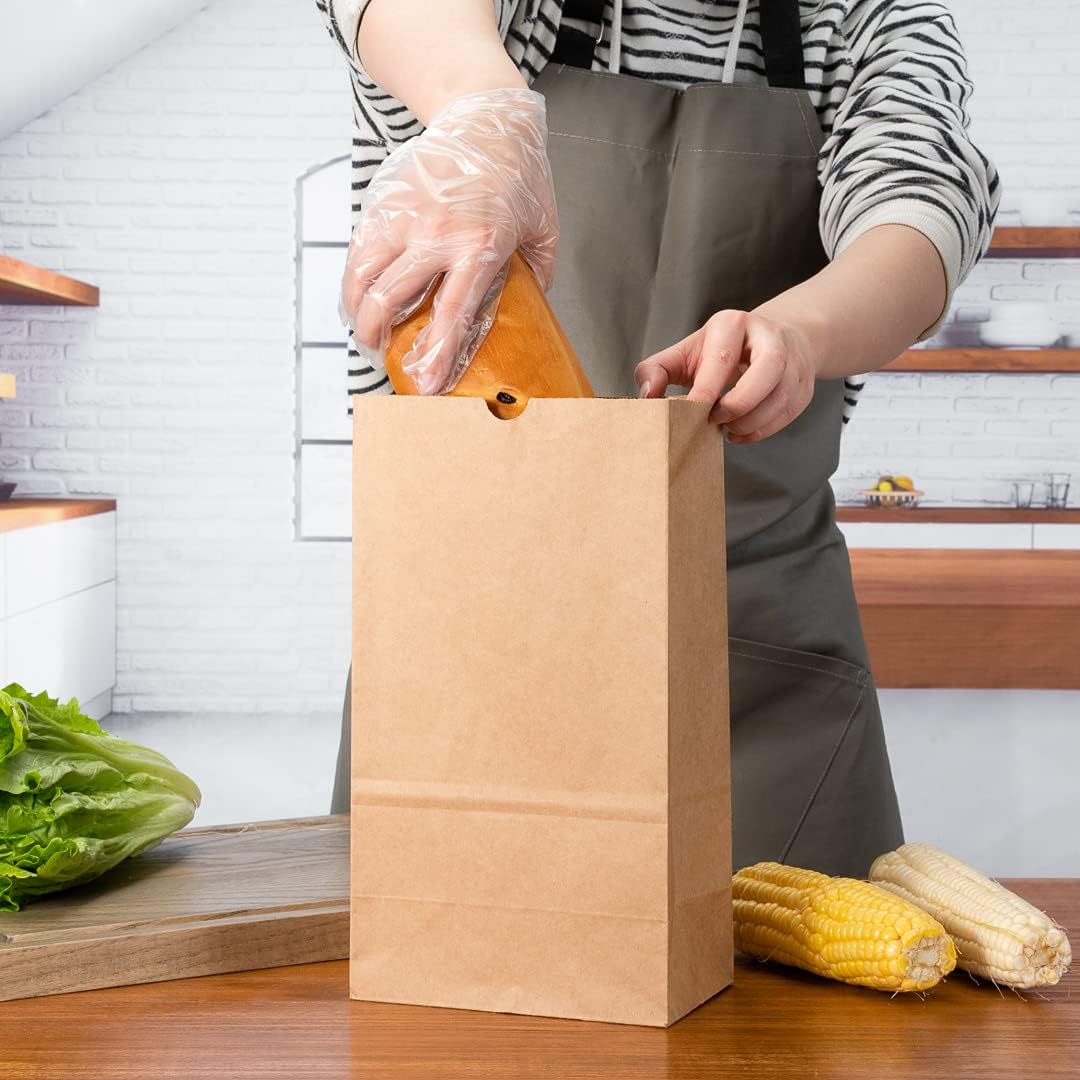 Restaurantware Bag Tek 12 LB Disposable Lunch Bags 100 Sturdy Take-Out Bags - Flat Bottom Great For Restaurants Cafes And Bakeries Brown Kraft Popcorn Bags