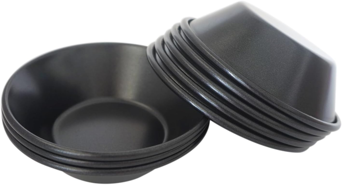 3 Inch Tart Pan, Carbon Steel Pastel De Nata Tins, Nonstick Egg Tart Molds, Mini Round Quiche and Pie Pan for Tartlet, Cupcake, Pudding, Muffin Baking - 8Pcs, Black
