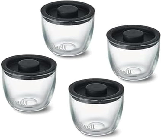 S'well 12oz Glass Prep Bowl Set of 4 for Easy Meal Prep, Black, Durable Tempered Glass, Nesting Design Compatible with 21.5oz S'well Eats Containers