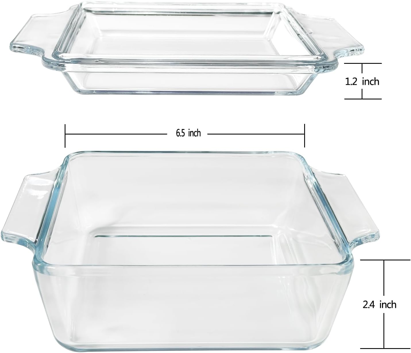 Small 1-QT Square Tempered Glass Casserole Dish with Lid, Mini Clear Glass Casserole Cookware with Glass Lid
