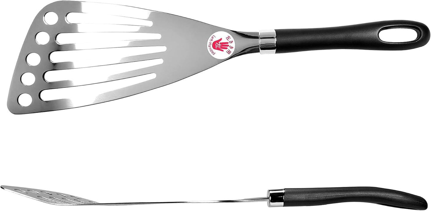 Seki Japan Left Handed Spatula Stainless Steel Egg, Fish Spatula Cookware - Slotted Turner Egg Flipper Utensils 12” Left-Handed