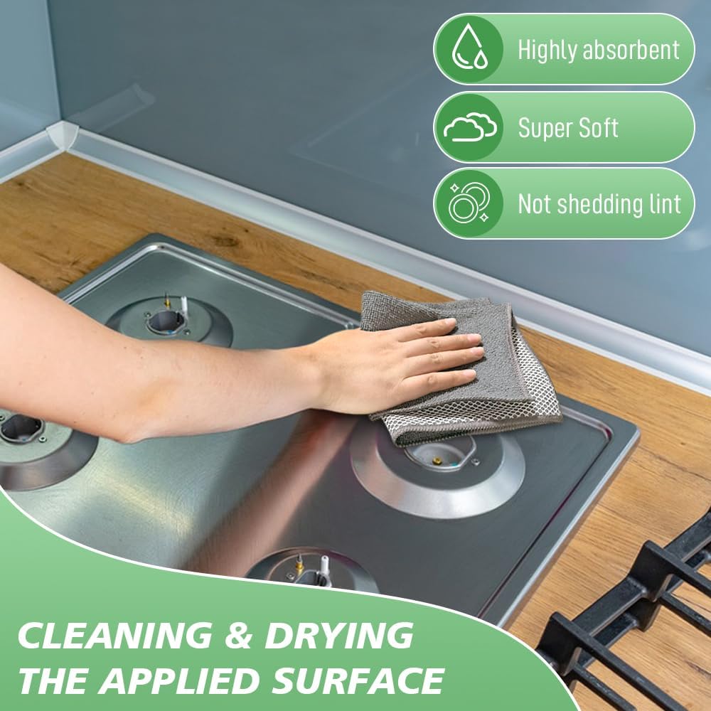 SINLAND Microfiber Dish Cloth Dish Rags for Washing Dishes Best Kitchen Cloths Cleaning Cloths with Poly Scour Side 12Inchx12Inch 20Pack Grey