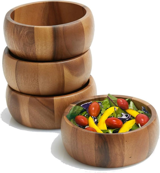 Woodard & Charles Acacia Wood Large Individual Salad Bowls, 6 1/2" x 2 1/2", ★★PACK OF 24 BOWLS★★