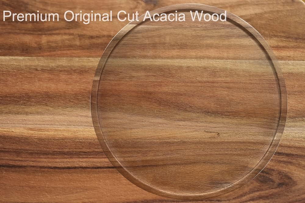 10" Acacia Wood Lazy Susan Organizer Kitchen Turntable for Cabinet Pantry Table Organization,2 Pack