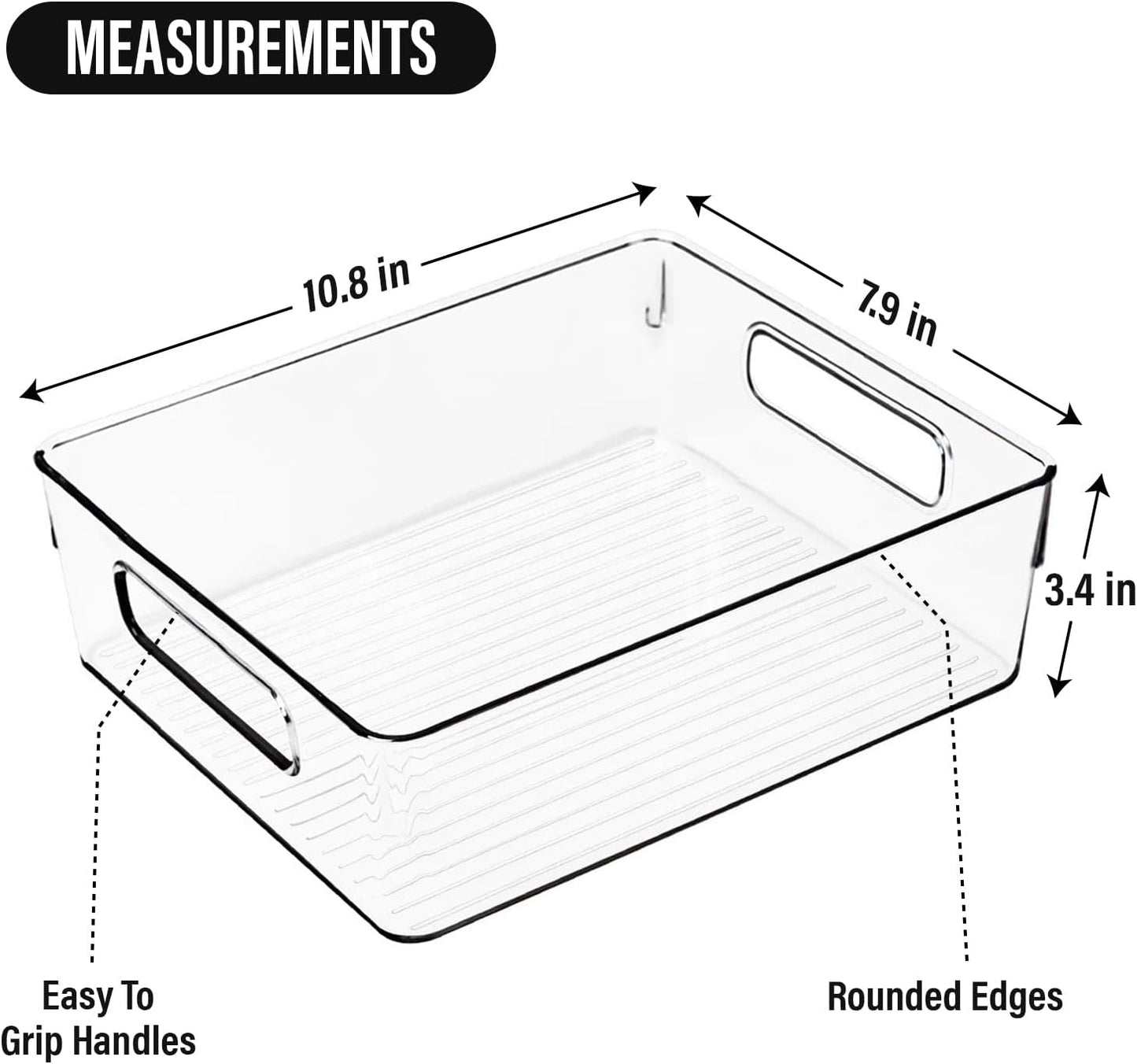 Clear Plastic Storage Bins, Home Bathroom Laundry Room Freezer Refrigerator Pantry Organizers and Storage Containers Fridge Organizer Bins Kitchen Organization Cabinet Medicine Bin for organizing