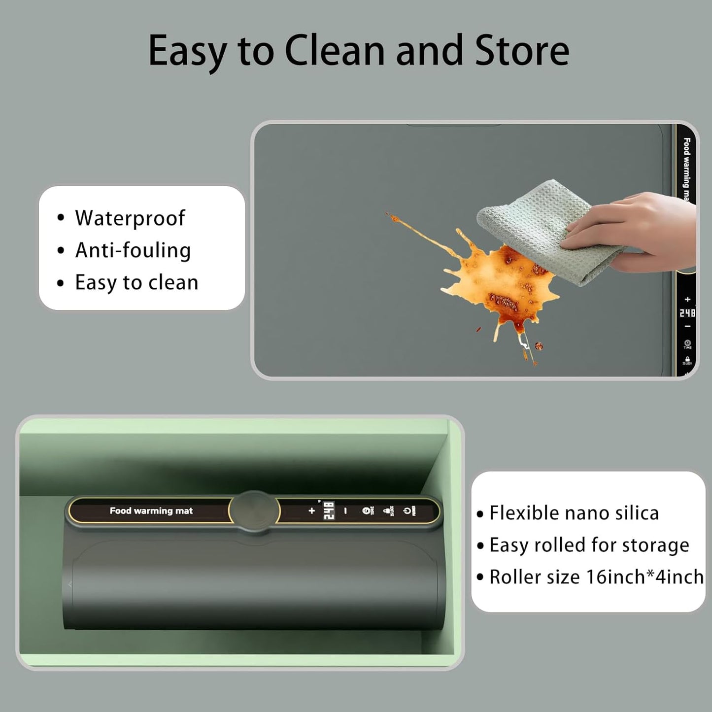 Warming Mat for Food, Rollable Electric Warming Trays for Food with 9 Temperature Settings, Heating Fastly in 10S, Food Warmer Using for Buffets Party and Home Daily, Dark Grey