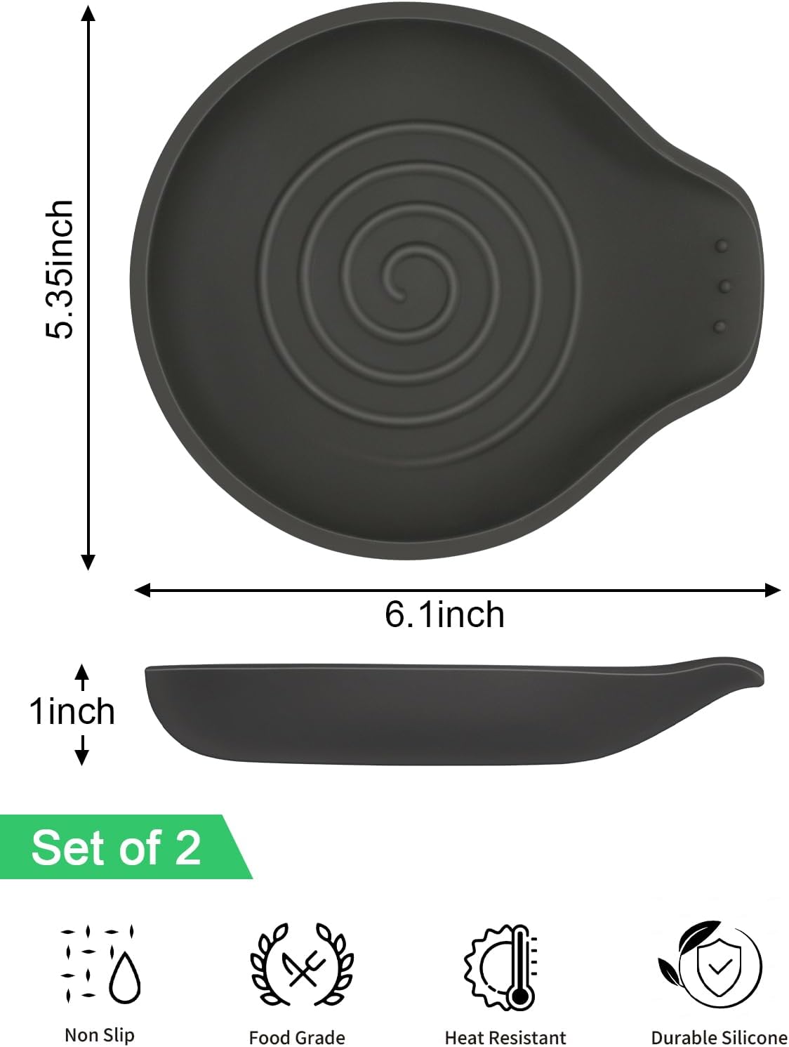 1 Pack Spoon Rest for Stove Top Silicone, 6.1" Large Stove Spoon Holder for Spatula, Tongs or Spoon, Kitchen Counter Decor